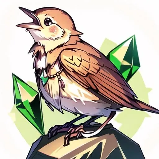 nightingale, soloway, a bird sitting on a green gemstone, gem, emerald,
<lora:soloway:1.0>, closed mouth,
