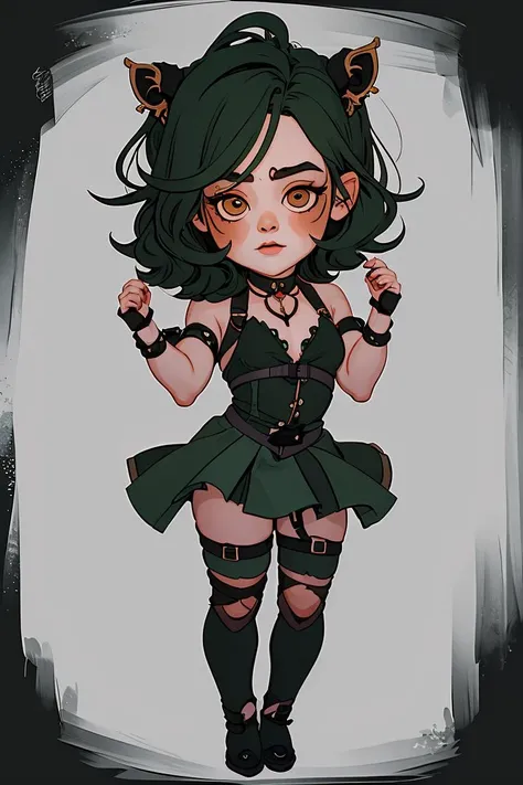 (masterpiece, best quality), 1girl, Dark green <lora:test_little_papapa:1> IRIaStyle, chibi