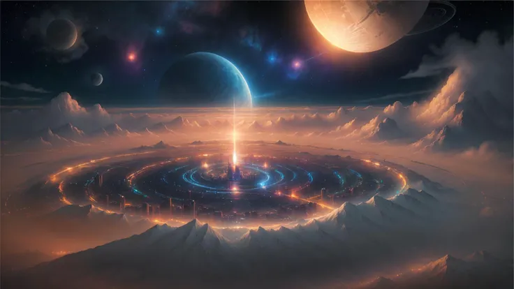 space,aerial_fireworks, astronaut, aurora, city_lights, constellation, crescent_moon, earth_\(planet\), fireworks, full_moon, galaxy, light_particles, milky_way, moon, moonlight, night, night_sky, planet, shooting_star, sky, snowing, space, space_craft, space_helmet, spacesuit, star_\(sky\), star_\(symbol\), starry_background, starry_sky, starry_sky_print, tanabata, tanzaku, telescope, fireflies, skyline, ufo, desert, cloud, rocket, horizon, reindeer, campfire, above_clouds, snow, ultimate_madoka, shore, christmas, roman_numeral, christmas_tree, globe, onsen, pine_tree, christmas_lights, twilight, skyscraper, american_flag, cityscape, clock_tower, lighthouse, island, balcony, beach, light, window, tower, constellation_print, dust, sunrise, hirschgeweih_antennas, ocean, reflection, fountain, chimney, mountainous_horizon, water, rainbow, gradient_sky, 1970s_\(style\), reflective_water, ferris_wheel, card_\(medium\), city, solo, glowing, alien, <lora:space_moon_planet:0.8>