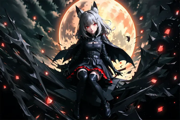 (high quality),(8K),(4K),
1girl,Shiroko,dark layered dress,black ripped cape,red moon,bat,haunted castles,night,
<lora:sunaookamiShirokoV1:0.6>,<lora:princess_dress-SD-2.0:1>,<lora:GreenMoon:1>