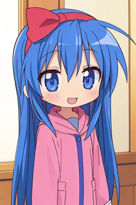 masterpiece, best quality,,<lora:GoodHands-vanilla:0.8> <lora:anmnr01:0.3> <lora:add_detail:0.5> , <lora:lucky_star_offset:0.7>,izumi konata,chibi,petite,stylish angle,happy,