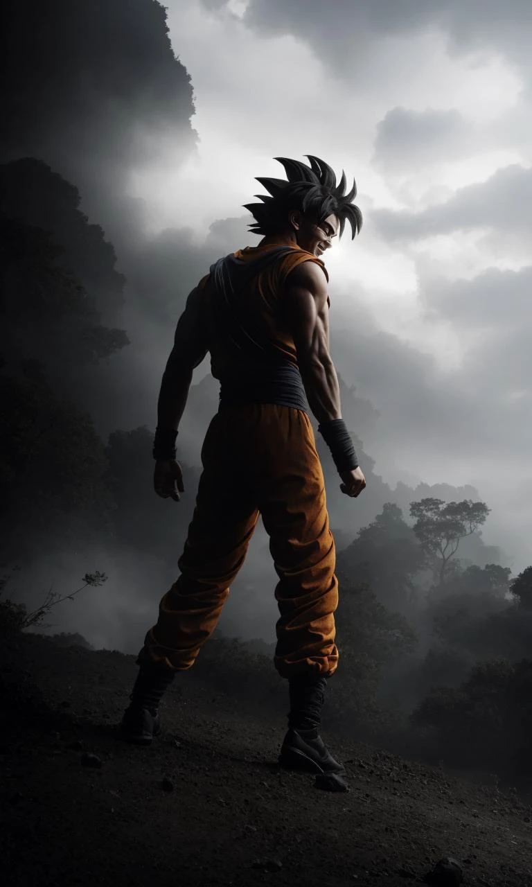 .<lora:rMadArt3_NoiseOffset:1>, <lora:sonGokuLora_offset:1>, _Emotions_grin512, Portrait of Goku, action pose, epic scene photorealistic, cinematic lighting, dark atmosphere, volumetric lighting, action pose, epic scene, lots of fine detail, movie style, photography, natural textures, natural light, natural blur, photorealism, cinematic rendering, ray tracing, highest quality, highest detail, Cinematic, Blur Effect, Long Exposure, 8K, Ultra-HD, Natural Lighting, Moody Lighting, Cinematic Lighting, hyper-realistic, vibrant, 8k, detailed, ultra detail,