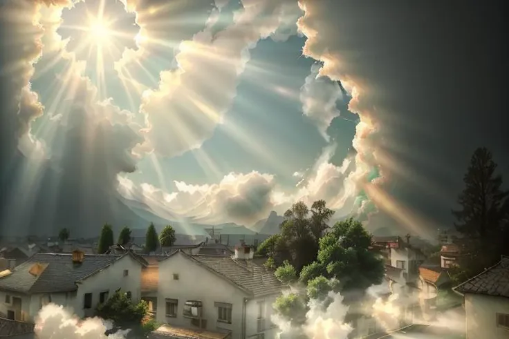 <lora:SushiStyle:1> sushistyle landscape, view from childhood window,, swirling, billowy, soft, pale, gossamer, gaseous, shimmering, luminescent, luminous, inner light, glowing, shining, glinting, iridescent