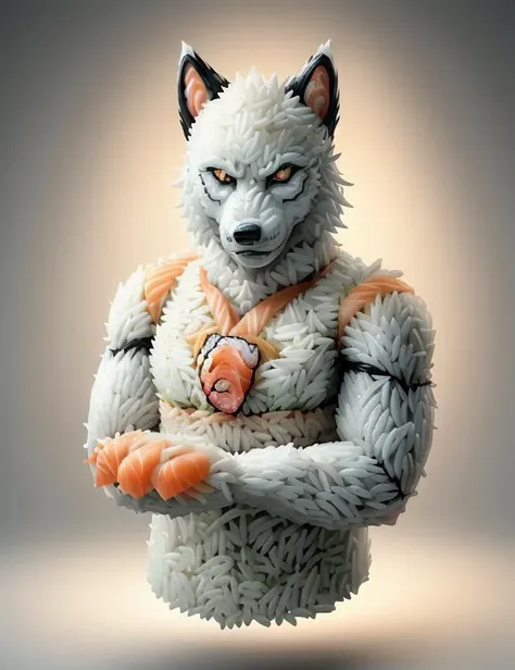 SushiStyle made out of rice , Werewolf, 8K, <lora:SushiStyle:0.8>
