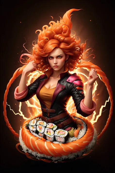 <lora:SushiStyle:1>SushiStyle, solo, masterpiece, best quality, perfect face, medium shot of a Technomancer with curly orange hair, (surrounded by intense swirling magical energy:1.2), dominant and intimidating, Dusty pink witch clothes, intricate and elegant, colorful, vivid, fighting stance