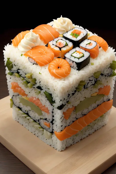 <lora:SushiStyle:0.7> SushiStyle cube with <lora:WhippedCreamTopStyle:0.4> WhippedCreamOnTopStyle