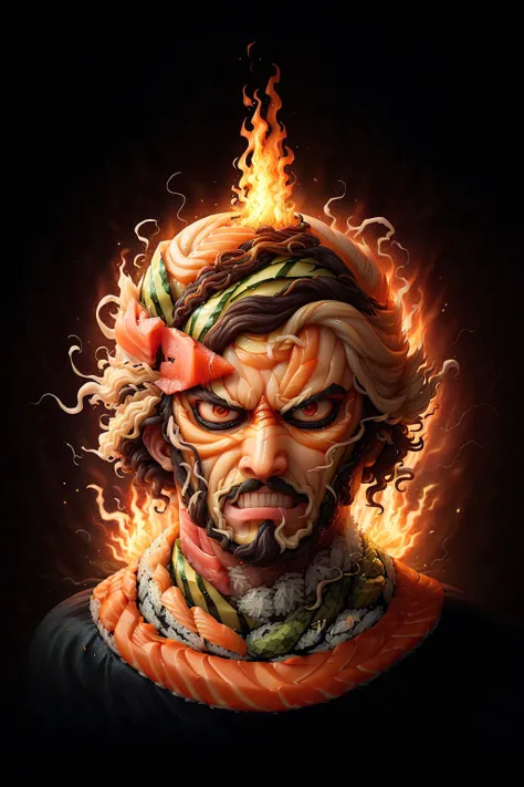<lora:SushiStyle:1>SushiStyle, solo, masterpiece, best quality, perfect face, medium shot of a Fire elemental with curly Gray hair, (surrounded by intense swirling magical energy:1.2), dominant and intimidating, Watermelon witch clothes, intricate and elegant, colorful, vivid, fighting stance