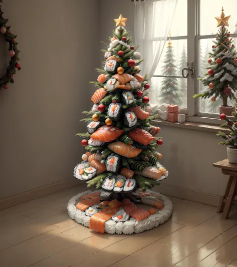 <lora:SushiStyle v1:1> SushiStyle christmas tree