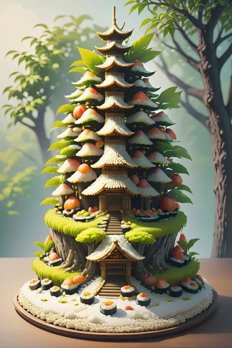 <lora:SushiStyle:1.3>,SushiStyle Full of fruit and apple trees,(Masterpiece:1.3) (best quality:1.2) (high quality:1.1),