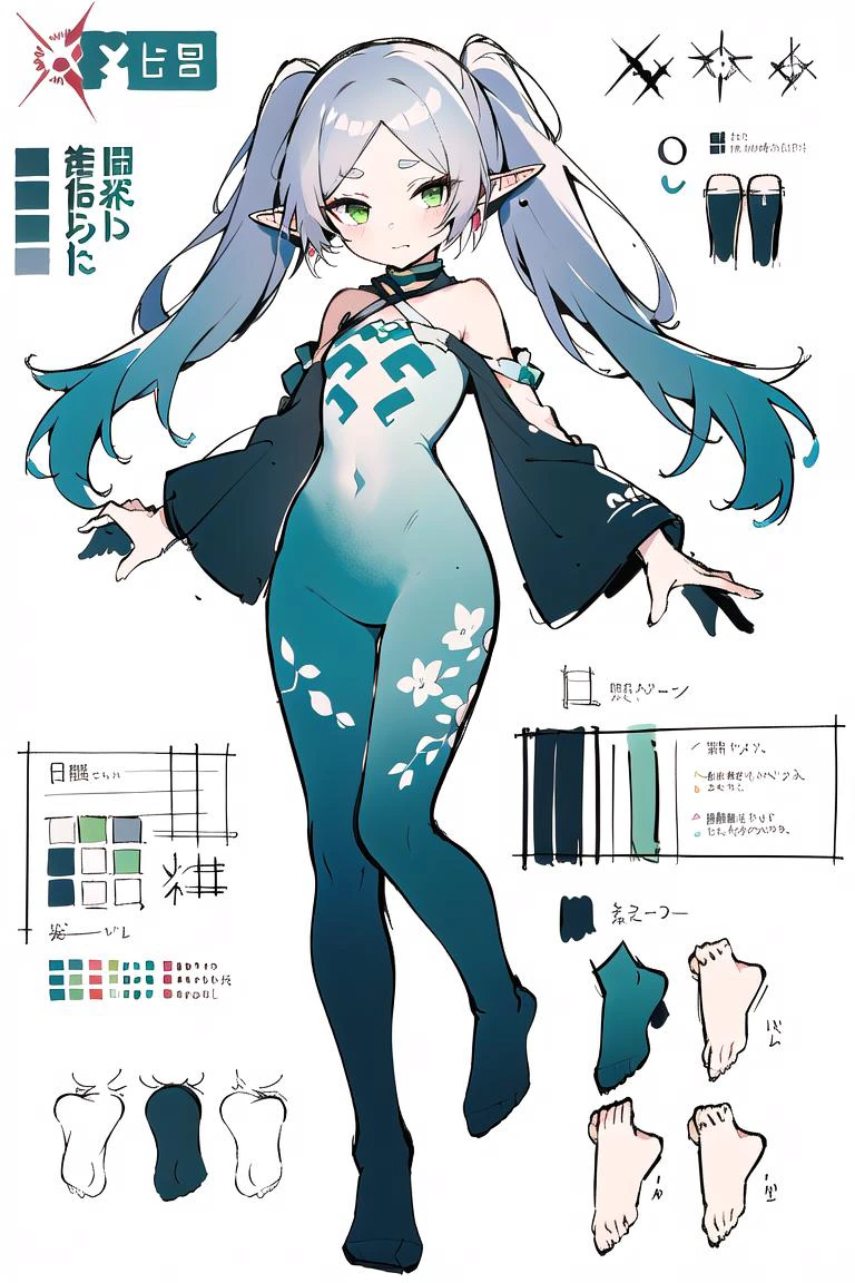 multiple views, pencil sketch, (sketch:1.25), (little girl,small breasts,), ((no shoes)), shy, best quality, graphite \\(medium\\), ske, gradient, rainbow, note, Line draft, highres, absurdres, (ultra-detailed:1.1), (illustration:1.1), (infographic:1.2), pajamas, (all clothes configuration:1.15), (solo), perfectly drawn hands, standing, cohesive background, paper, action, (character design:1.1), 
<lora:[Concept]BodyPaint æè£ äººä½å½©ç»:0.8>,  bodypaint, 
<lora:fll-v100:0.75:lbw=OUTALL>, fll, twintails, 1girl, pointy ears, round face, white hair, green eyes, elf, long hair, earrings,