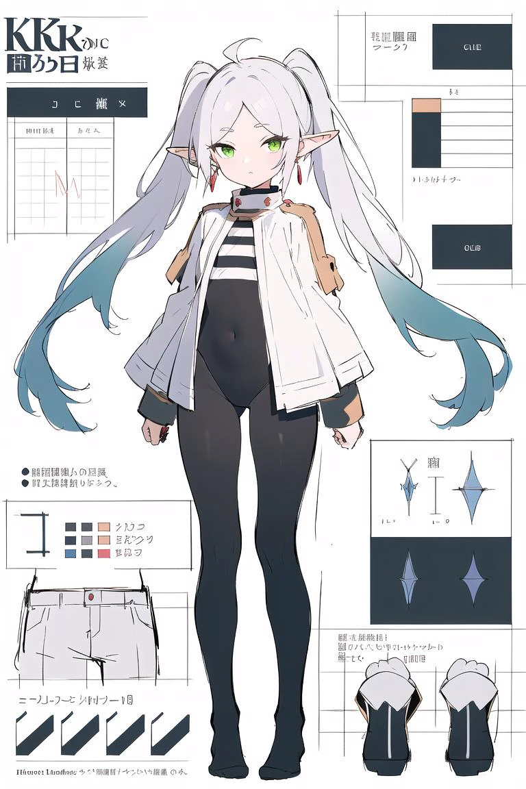 multiple views, pencil sketch, (sketch:1.25), (,small breasts,), ((no shoes)), shy, best quality, graphite \\(medium\\), ske, gradient, rainbow, note, Line draft, highres, absurdres, (ultra-detailed:1.1), (illustration:1.1), (infographic:1.2), pajamas, (all clothes configuration:1.15), (solo), perfectly drawn hands, standing, cohesive background, paper, action, (character design:1.1),
<lora:A_Gantz_Armor,Tau's Reika Cosplay æè£
:1>, gzrk, black bodysuit, black leotard, revealing clothes,
<lora:fll-v100:0.75:lbw=OUTALL>, fll, twintails, 1girl, pointy ears, round face, white hair, green eyes, elf, long hair, earrings,