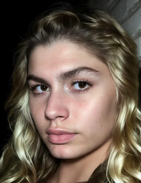 blonde, brown eyes, extremely high quality RAW photograph of woman, wearing poison ivy costume, in dark alley, (portrait), (skin details, high detailed skin texture), ((photorealistic), film grain), 8k high definition, insanely (detailed face), detailed eyes, (photo), (photograph),highly detailed, sharp focus, 4k, focus on eyes,bokeh, staring at camera, ,gigapixel,by hasselblad, (((low light, dark,dim))),(((midnight))),((late night)),(late at night,night-time, after dark), eyeliner, makeup,<lora:aleyna_1:1.4:0,0.1,0.2,0.3,0.4,0.5,0.6,0.7,0.8,0.9,0.8,0.7,0.6,0.5,0.4,0.3,0.2>