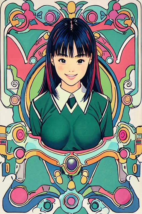 masterpiece, 1girl, looking at viewer,pov,  school uniform,  <lora:guizhenghe:0.8>, Katsura Masakazu,  large breast, smile, school , colorful background, <lora:animetarotV51:0.8>, many colors, <lora:add_detail:0.3>