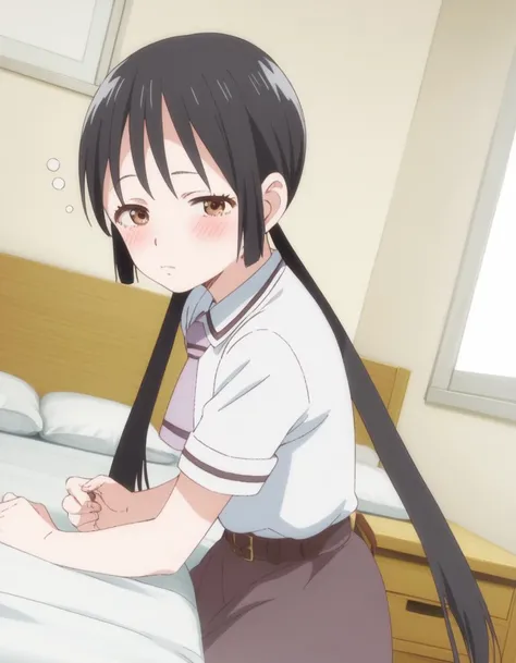 score_9, score_8_up, score_7_up, source_anime,
hanakohonda, <lora:hanako-honda-s1-ponyxl-lora-nochekaiser:1>,
hanako honda, long hair, black hair, twintails, brown eyes, low twintails,
dress, school uniform, necktie, belt,
indoors, bed, bed room, on side, blush, drunk,
looking at viewer, cowboy shot, dutch angle, solo,