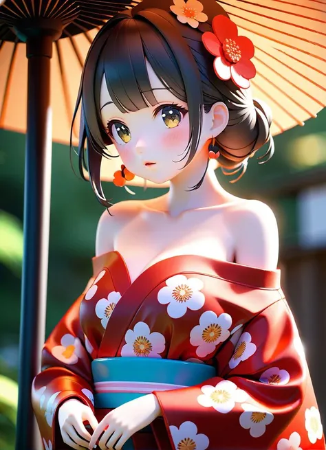 1girl,off shoulder kimono,<lora:chibi_last:1.2>,