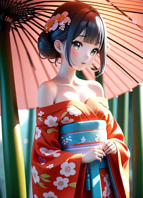 1girl,off shoulder kimono,<lora:chibi_last:1>,