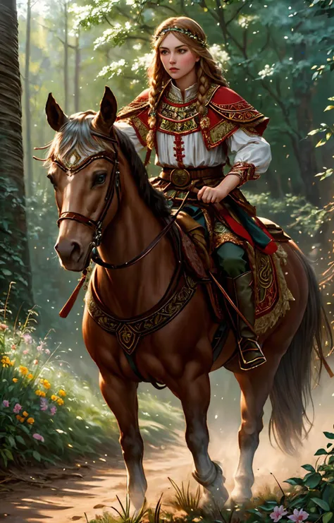 war man,slavic folk costume,riding the running,<lora:sxz-slavic-fantasy:0.5>,super resolution,ultra hd,megapixel,high details,detailed and intricate,(8k resolution),hyperrealistic,cinematic lighting,realistic photo,realistic lighting,realistic effects,flower_style,