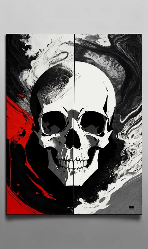 floating skull,red black,artwork,poster,design,layout,graphic design1.3,modern art,creative,colorful,abstract,minimalist,multiple monochrome,UHD,highres,ultra detailed,intricate details,textural effects,8k,