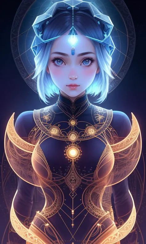 Fractal world,Four-dimensional geometry,Fractal girl,Realistic image,8k,High detail,Asymmetry,