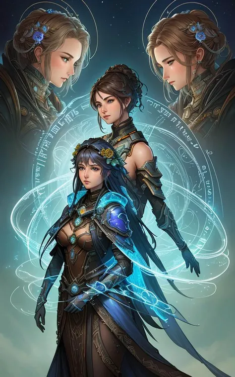 a woman holding, the fourth race of starcraft 2, inspired by Peter Gric, lesbians, wraith from apex legends, she is dressed in shaman clothes, two beautiful women in love,flower_style,