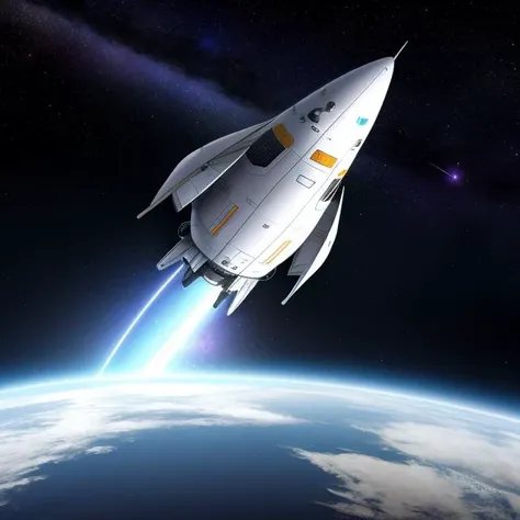 spaceship against the background of the planet,stars,