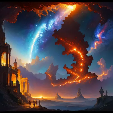 Incredible fantastic landscape,Other planet,Deep cosmos,Fantastic plants,Fantastic animals,Style-NebMagic