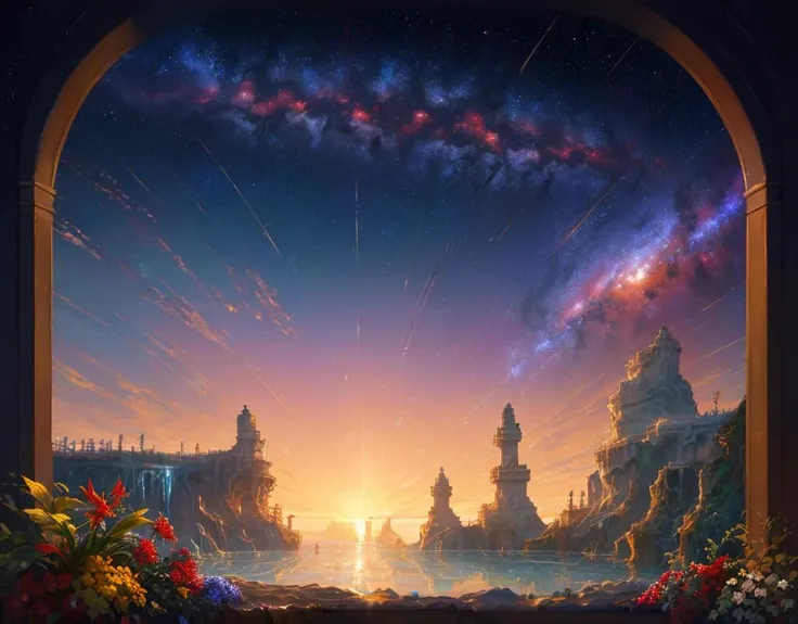Incredible fantastic landscape,Other planet,Deep cosmos,Fantastic plants,Fantastic animals,Style-NebMagic,Style-Glass,