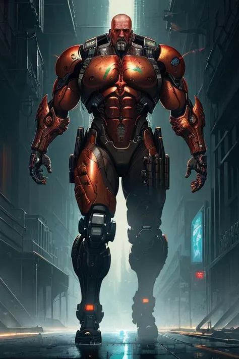 Heavy Cyborg from - Resident Evil game. Perfect anatomy, (best quality, 500px, 64k ultra hd:1.1). (A perfect finished work of official art:1.1). Digital painting (ART By Apterus, ART By Dan Mumford:1.1), Delightful anatomy, (fantastic horror perfect art, 64k ultra hd:1.1), (art by apterus, art by dan mumford:1.2)