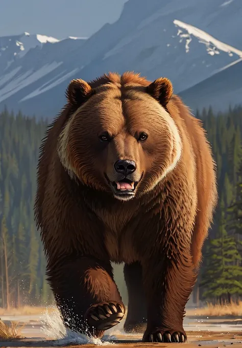 Angry brown bear