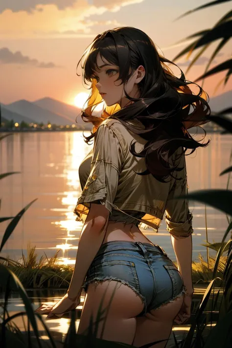8k,RAW photo,best quality,masterpiece,realistic,
1girl,solo,ass,sexy jeans,black hair,long hair,denim shorts,from behind,thighs,shirt,wavy hair,denim shorts,ass focus,<lora:add_detail:0.8:lbw=ALL>,<lora:sexyjeans-000008:0.8:lbw=CLOTH>,