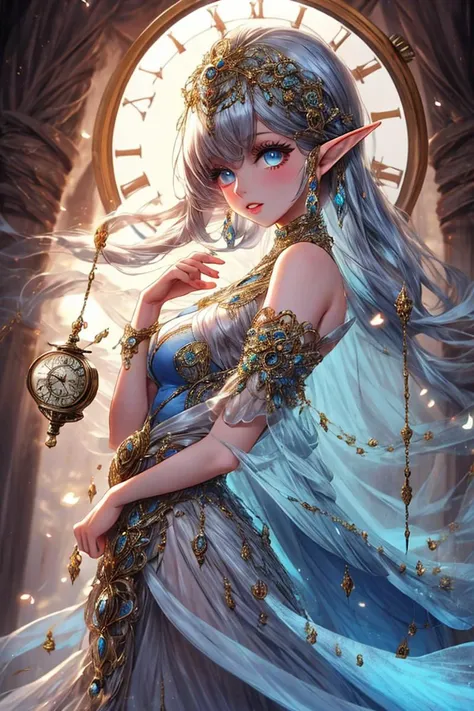 (Epoch Elves)
BREAK
beautiful, elf girl, fantasy, magical, elements
(crisp glistering blues eyes, eyes focus, perfect anatomy, delicate hands)
dreamy, feminine expression, kind expression, tender glace, eye contact, detailed silk white hair, eyelashes, mascara, glossy blue eyes, parted lips, smile, light skin, smooth skin, soft skin, perfect breasts, round breasts, small breasts, small torso, white dress, detailed blue dress
BREAK
[enchanted forest of time, ancient trees, mystical creatures, whispering leaves, clocks]
<lora:beautiful detailed eyes:0.7>
<lora:Furtastic_Detailer:1>
<lora:wrenchsfantasy:0.8> wrenchsfantasy, fantasy, glowing
<lora:mocha style:0.6> mocha style
<lora:wrenchclockworkcharm:0.5> wrenchclockworkcharm, gown, blue dress
