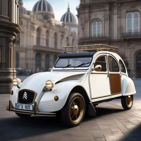 2Cv1024, a steampunk pearly white supercar, steampunk city background, photography, highly detailed, sharp focus, trending on artstation, studio photo, intricate details, highly detailed, by greg rutkowski <lora:2Cv1024:0.5>
