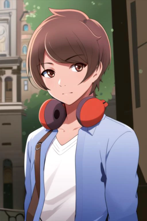 masterpiece, best quality, , 1boy, solo, male focus, looking at viewer, upper body, , ligne claire, realistic, <lora:haruto_tsukishiro:0.88>, haruto_tsukishiro, haruto_tsukishiro, brown hair, brown eyes, short hair, , ancient rome, 12k resolution