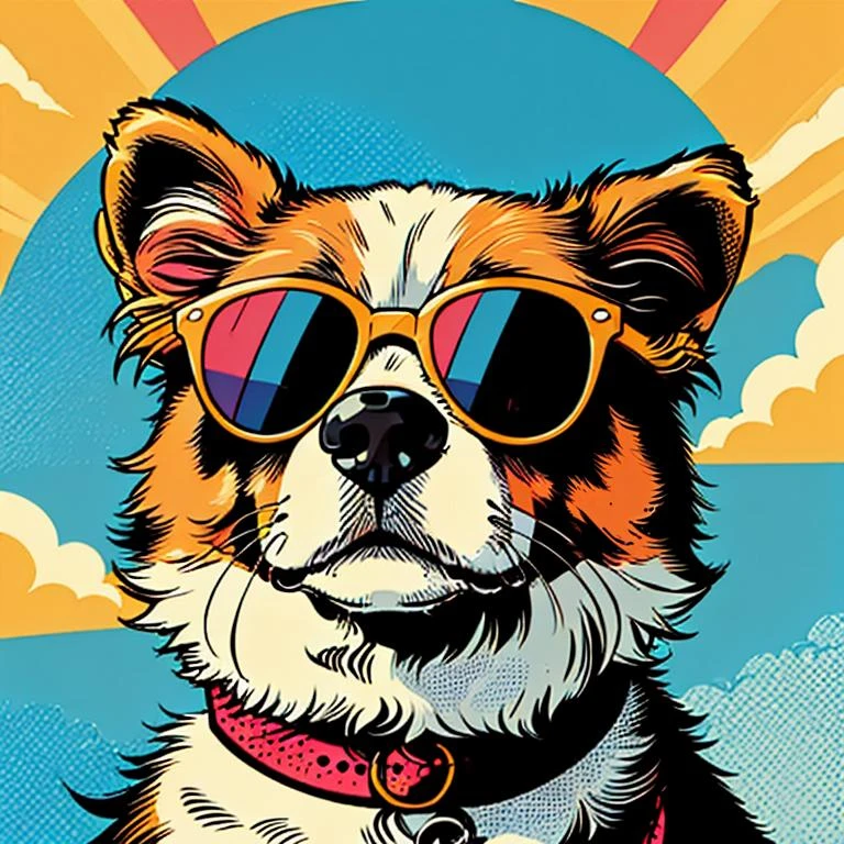 pop art, dog, sunglasses,
<lora:pop_art_style_v11:0.7>