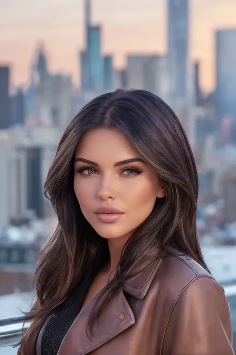 headshot of S221_KarinaSmolskaya,a gorgeous woman,on a (roof-top:1.1),wearing a (leather-coat:1.1),(cityscape:1.1),(8k, RAW photo, best quality, depth of field, ultra high res:1.2),(absurdres, intricate, photorealistic, masterpiece, ultra-detailed:1.3),