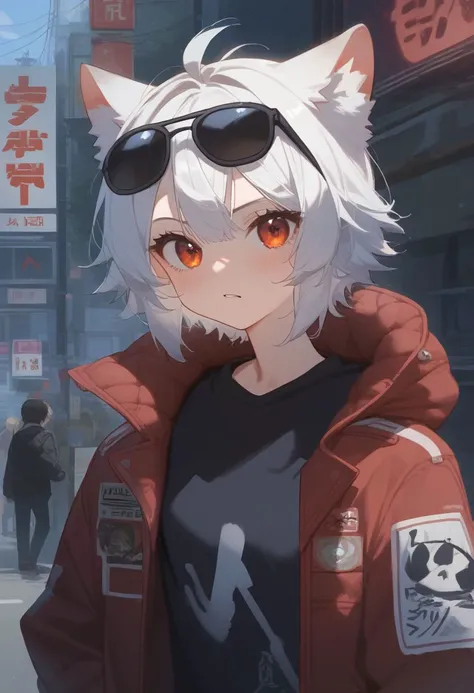 score_9_up,score_8_up,score_7_up, 
flat 2d anime style, sharp art style, daylight, detailed street background,
girl,she wearing gloves, 
puffer jacket BREAK patch knitted, down jacket,
BREAK padded pattern inside,puffer jacket,
 detailed clothing, [black sunglasses on head:-5], long multicolored white hair, 
in the street environment,
source_anime,rating_questionable