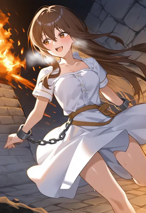 masterpiece,bast quality,official art,8K wallpaper,game cg,1girl,hands on own thighs,ahoge,breastplate,megastructure, solo,(standing;1.3),full body, closed mouth,anger vein,blush,angry,bent over,looking at viewer,heavy breathing,