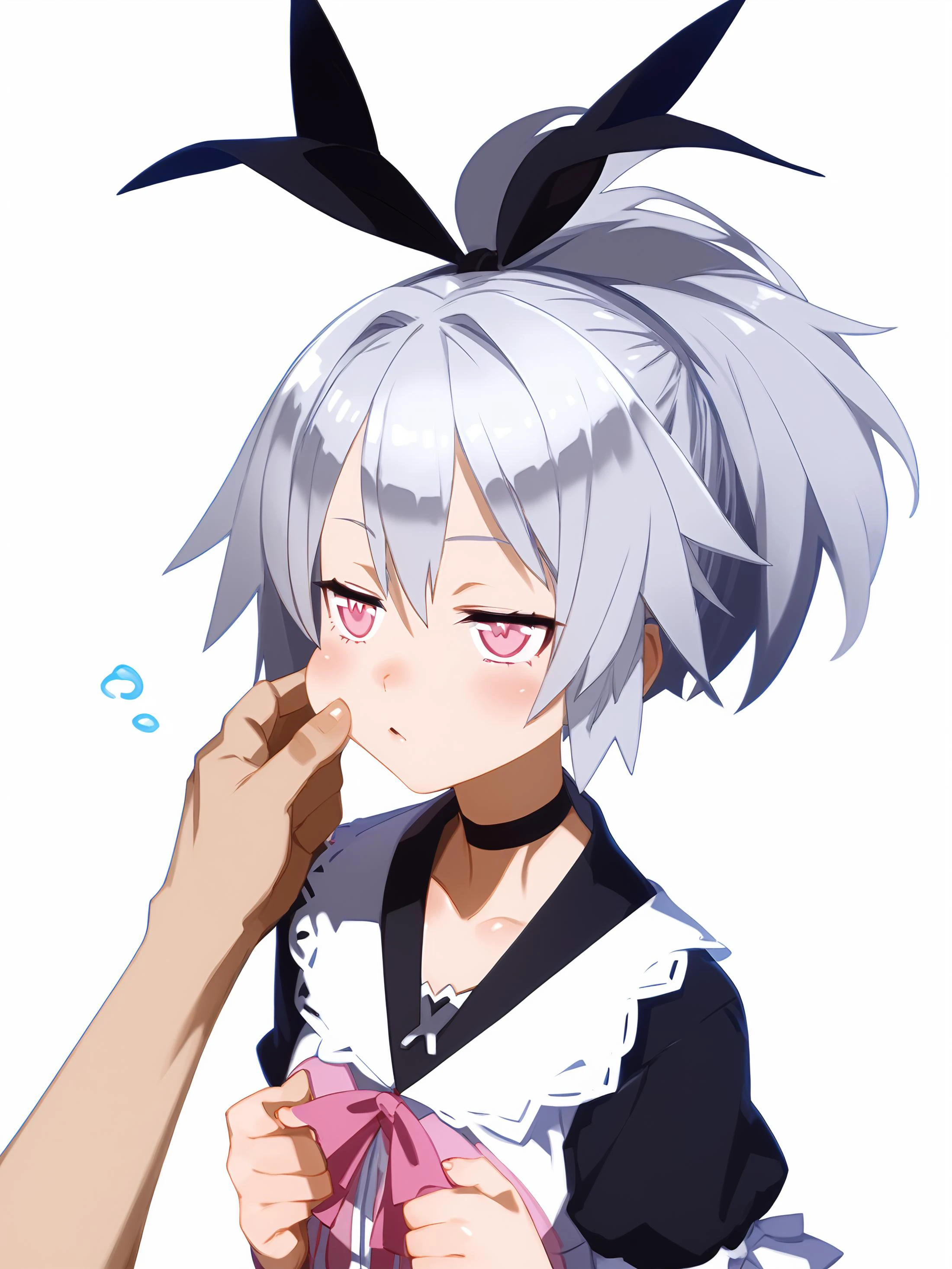 score_9,score_8_up,score_7_up,score_6_up,source_anime, shiny, shiny skin, harada takehito, <lora:harada_takehito_PDXL-000001:0.8>, <lora:MeMaXL_V3:0.8>, <lora:naipony2:0.8>,
<lora:jitome_for_pony:1>, jitome, hosome, half closed eyes, squinted eyes, narrowed eyes, narrow gaze,
<lora:Concept_-_better_cheek_pinching_and_mouth_pull_Pony:0.8>, cheek pinching, good fingers, five fingers, best quality, high quality, pinching,
silver hair, pink eyes, dress, black choker, ponytail, hair ribbon, sitting on a chair outside on a sunny beach,