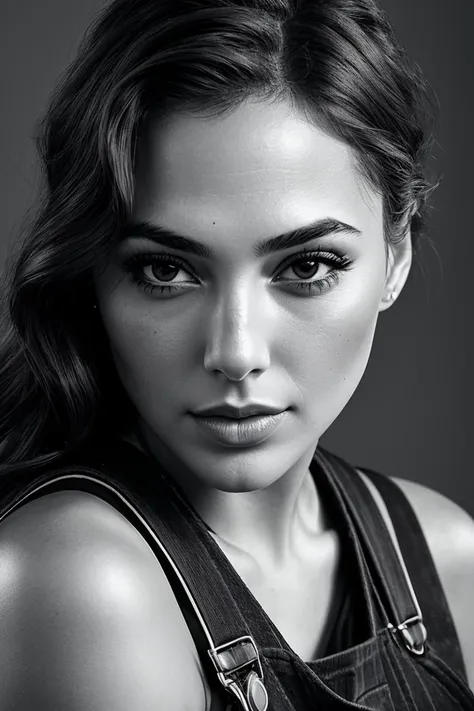 photo of beautiful (gg4d0t-130:0.99), a woman in a (megastructure:1.1), perfect hair, hair upsweep updo, wearing (overalls:1.2), modelshoot style, (extremely detailed CG unity 8k wallpaper), professional majestic (photography by  yousuf karsh:1.1), (Polaroid SX-70 Alpha Camera), 24mm, exposure blend, hdr, faded, extremely intricate, High Detail, Sharp focus, dramatic, soft cinematic light, (looking at viewer), (detailed pupils), cute smile, 24mm, 4k textures, soft cinematic light, adobe lightroom, photolab, elegant, ((((cinematic look)))), soothing tones, insane details, hyperdetailed, low contrast, (sexy)