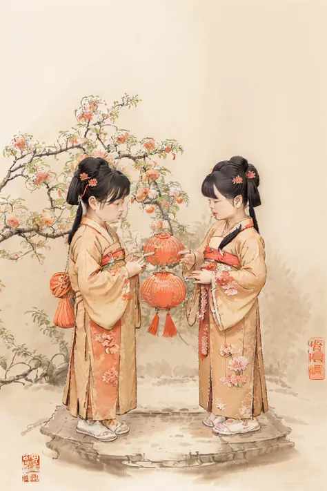 high quality,gushu,6+girls are playing in a chinese painting style,hanfu,<lora:tangStyle5:0.4>,