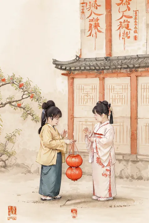 high quality, gushu, 6+girls are playing in a chinese painting style, hanfu, <lora:tangStyle5:0.3>