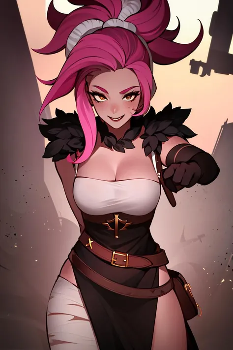 totally naked, nsfw, erotic, 1girl, woman, grinning sci-fi viking huntress, athletic, (tribal tattoos:1.4), shiny platinum hair, bombshell curly hair, battoujutsu stance, with a pet Draft Horse, bombshell hair, glowing pink hair, bombshell hair, thicc hourglass figure, giant breasts, caucasian