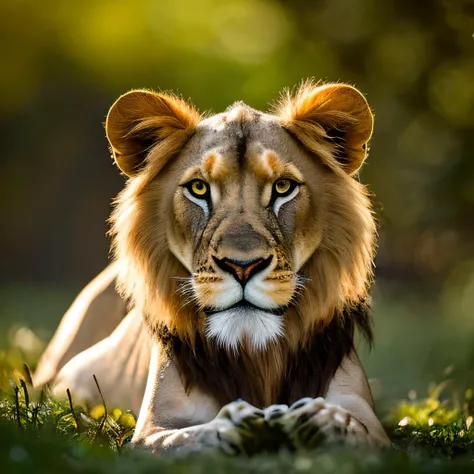 In this breathtaking Stable Diffusion creation,we present a stunning close-up that captures the very essence of beauty itself - the intricate details and colors found within a pair of mesmerizing eyes in a lions face. The background is a sunset on the African savanna,  With exceptional skill and precision,our master artists have rendered every aspect in ultra-high definition,showcasing the delicate veins,rich hues,and flecks of gold that make these orbs so enchanting. Natural light bathes the subject in warmth as it filters through the surrounding foliage,casting an ethereal glow upon the scene. As you craft your prompts,focus on every nuance that contributes to this exquisite composition,using only the best techniques and tools available to ensure each element works harmoniously to create a visual symphony that leaves viewers spellbound.,
Incorporate these elements into your image:,
- A striking macro shot of a pair of beautiful eyes,
- Exceptional detail captured with ultra-high definition technology,
- Warm natural lighting filtering through surrounding foliage,
- Rich color palette featuring shades of gold,green,and brown,
- An atmosphere of serenity and wonder surrounding the subject,
- Subtle textural details such as delicate veins and flecks of pigment,
- A sense of intimacy and connection between viewer and subject,
- rule of thirds,