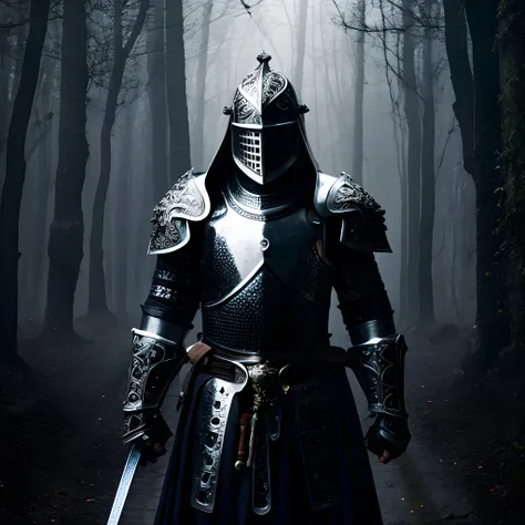 8k uhd, sharp focus, masterpiece, RAW photo, high quality, highres,
Knight,Armour made of crystal glass + large sword, magic powers, runes glowing,, standing, fight pose, open faced helmet + glowying ethereal eyes, night time, firelight, ornate patterned armour, arcane, dark woods, wet ground + reflection, medieval style armour