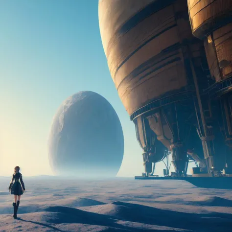 (Background), (((masterpiece))), (Extremely detailed CG unity 8k wallpaper, masterpiece, best quality, ultra-detailed), (masterpiece, best quality, intricate details, detailed finger), ((fantasy)), 1girl, cant be this cute, hexagon clothing, navel, ((marvelous illustration)), (detailed splash), best quality, intricate detail, sci-fi painting of a single female wearing a futuristic dress, walking on the moon with earth in the background, high details, moody, cinematic, 8k, final fantasy, photorealistic, realistic, elegant,