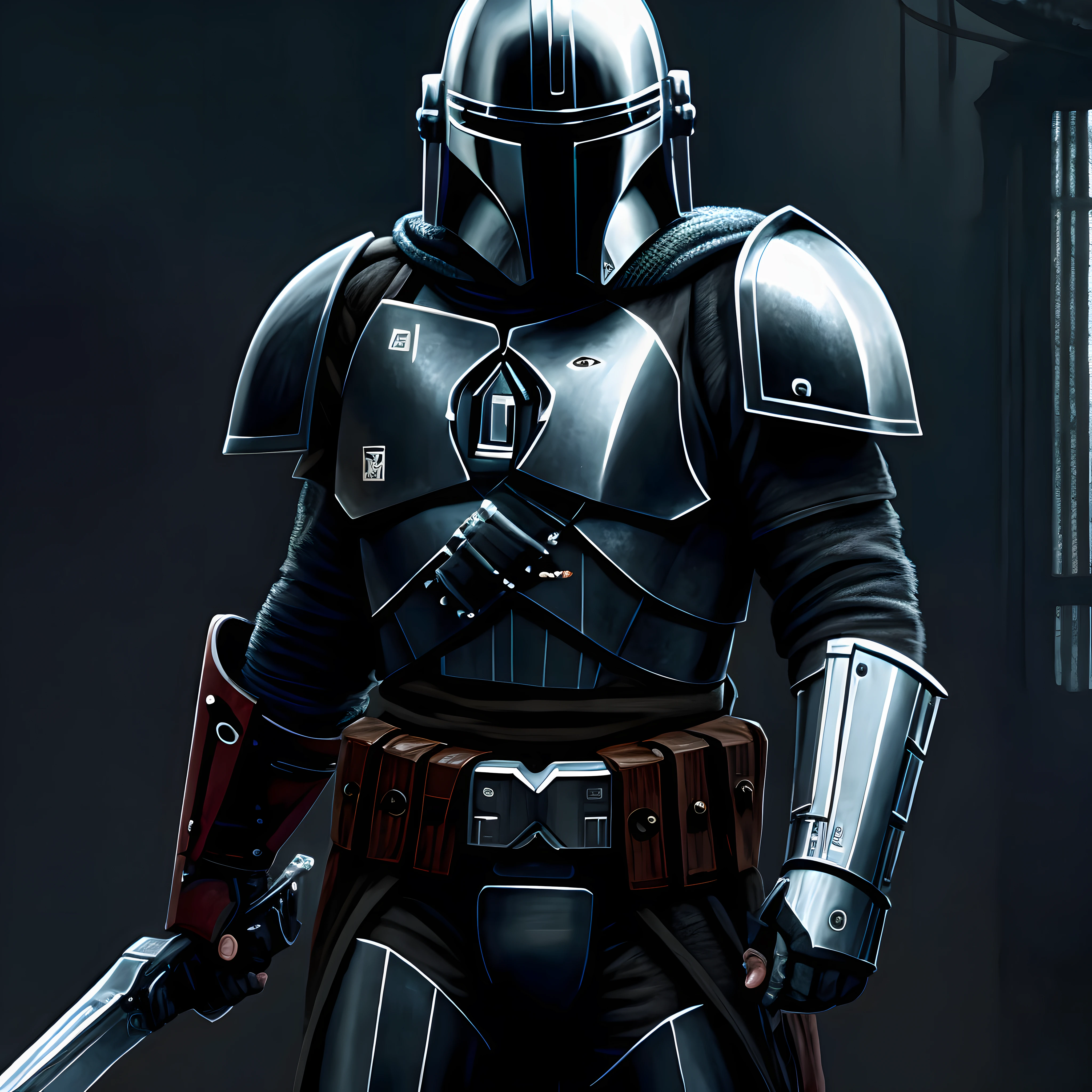 8k uhd, sharp focus, masterpiece, RAW photo, high quality, highres,
(extremely detailed CG unity 8k wallpaper), movie poster of elite (Beskar Steel pattern:1.6) intricate armor mandalorian in a battle stance, professional majestic oil painting by Ed Blinkey, Atey Ghailan, Studio Ghibli, by Jeremy Mann, Greg Manchess, Antonio Moro, trending on ArtStation, trending on CGSociety, Intricate, High Detail, Sharp focus, dramatic, by midjourney and greg rutkowski, realism, beautiful and detailed lighting, shadows, by Jeremy Lipking, by Antonio J. Manzanedo, by Frederic Remington, by HW Hansen, by Charles Marion Russell, by William Herbert Dunton