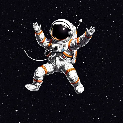 <lora:H4LFT0N3_XL>,Halftone Color Process,a astronaut floating in universe,full body,a space background with stars in the sky and a black background,offset printing technique,a pop art painting,pop art,, (masterpiece, best quality, high quality, highres, ultra-detailed),