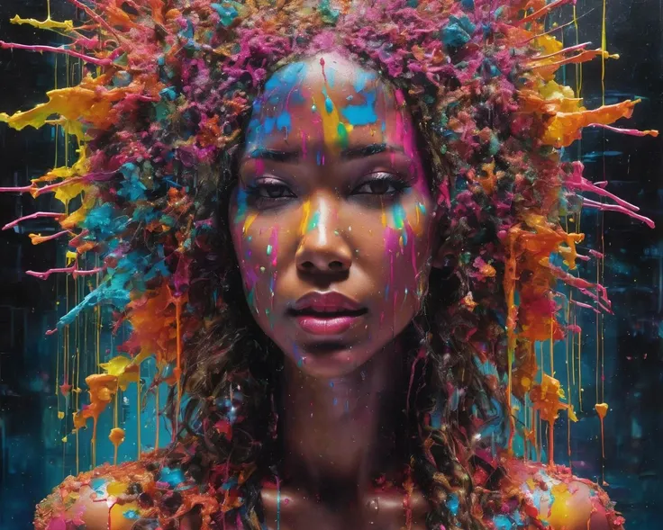 Hyperrealistic art Technopunk,photolab,Kodak portra,Light caustics,Color splash,Multiple layers of silhouette,Pencil painting,trending on CGSociety,"Through shattered mirrors of memories,reflections of a soul emerge,fragmented yet beautiful.",dripping fluorescent colorfull,(Wonderful, intricate),(a superb Art Brut Decollage art),<lora:Sweet_Sticky_xl-01:1> . Extremely high-resolution details, photographic, realism pushed to extreme, fine texture, incredibly lifelike