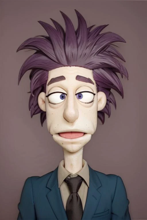 <lora:Stu Pickles - V11:0.7> stu_pickles, dark blue hair, short messy hair, stubble, black eyes, light skin, photorealistic, realism, <lora:Puppet:1.05> puppet