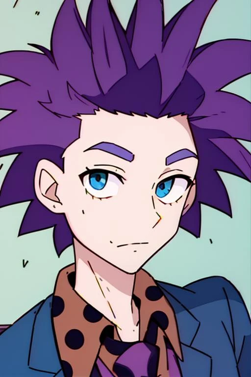 <lora:Stu Pickles - V11-000009:0.8> stu_pickles, dark blue hair, short messy hair, stubble, black eyes, light skin, long sleeves, dark blue, buttondown shirt, green undershirt, red tie with black polka_dot, blue pants,, highest quality, highest quality visuals, highest details,, fcPortrait_Force_Portrait, portrait, close up, looking at viewer,  portrait,  close up,